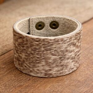 Western Boho Hide Cuff Bracelet with small money pocket